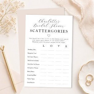 Personalized Bridal Shower Scattergories Game