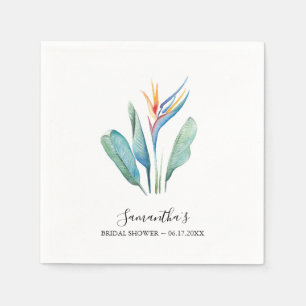 Personalized Bridal Shower Tropical Flower Napkin