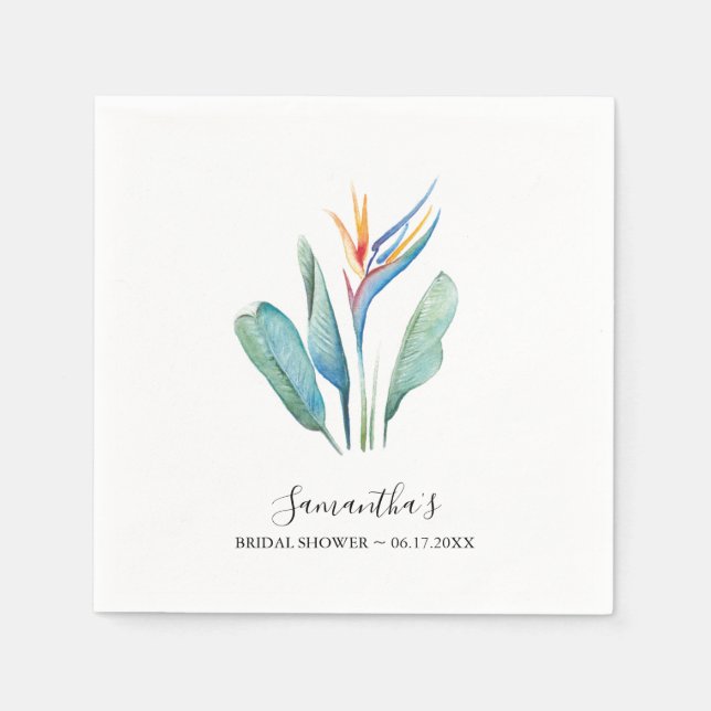 Personalized Bridal Shower Tropical Flower Napkin (Front)