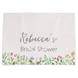 Personalized Bridal Shower Watercolor Floral Large Gift Bag