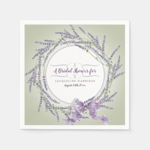 Personalized Bridal Shower Watercolor Lavender Art Napkin