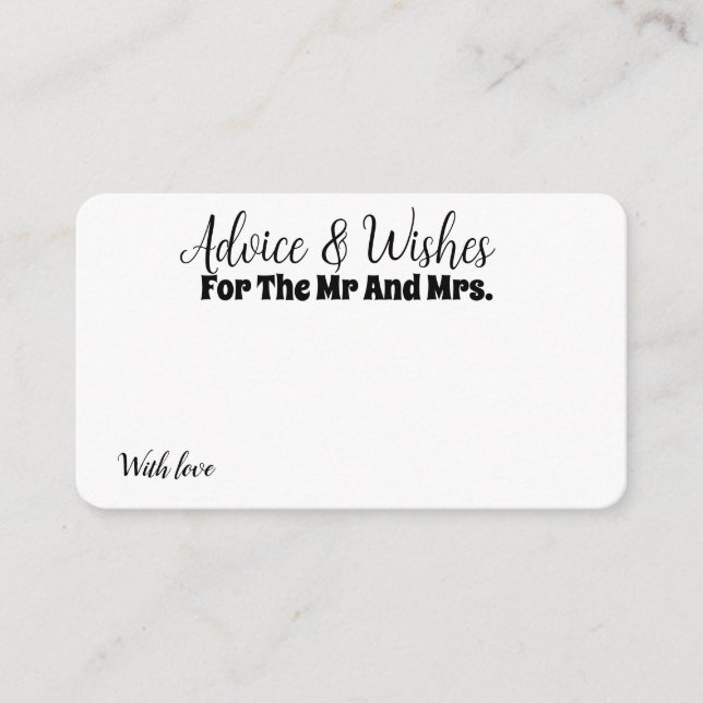 Personalized Bride And Groom Advice Wishes  Enclosure Card (Front)