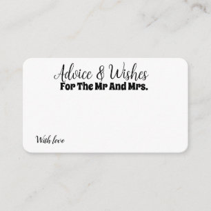 Personalized Bride And Groom Advice Wishes  Enclosure Card