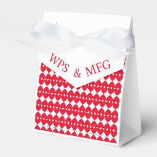 Personalized Bride and Groom Monograms, Red Hearts Favor Box