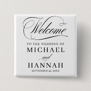 Personalized Bride and Groom Name Favour 2 Inch Square Button