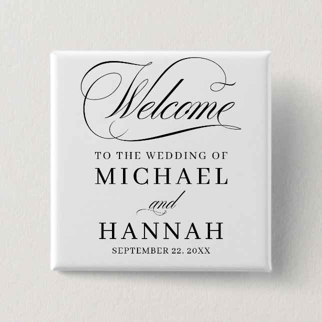 Personalized Bride and Groom Name Favour 2 Inch Square Button (Front)