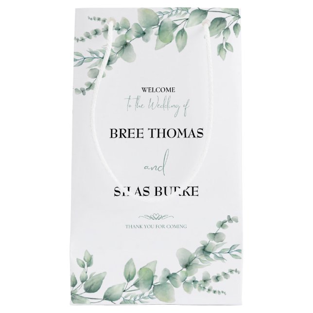 Personalized Bride And Groom Name Wedding Small Gift Bag (Front)