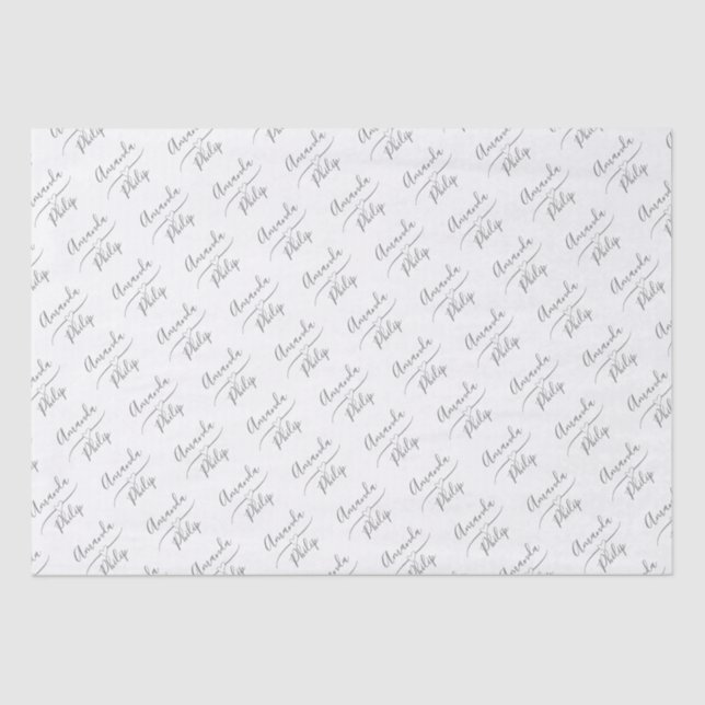 Personalized Bride and Groom White  Tissue Paper (Front)