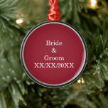 Personalized Bride and Groom with Date Metal Ornament<br><div class="desc">Personalized Bride and Groom with Date Metal Ornament. Personalize this template with your photo and text. Edit it to make more changes.</div>