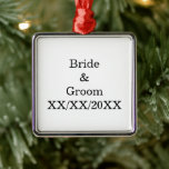 Personalized Bride and Groom with Date Metal Ornament<br><div class="desc">Personalized Bride and Groom with Date Metal Ornament. Personalize this template with your photo and text. Edit it to make more changes.</div>