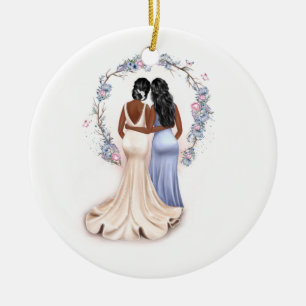 Personalized Bride & Bridesmaid Christmas ornament