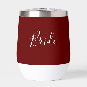 Personalized Bride Burgundy Script Simple Wedding