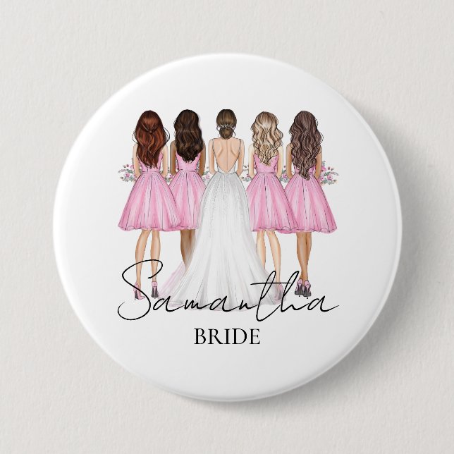 Personalized Bride Custom Name Gift  3 Inch Round Button (Front)