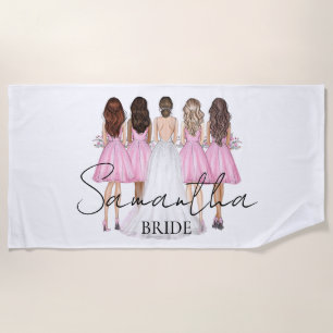Personalized Bride Custom Name Gift Beach Towel