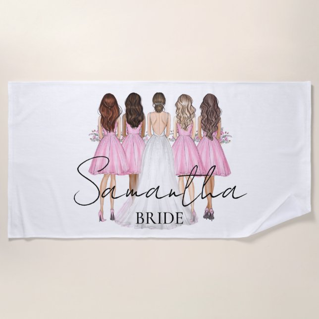 Personalized Bride Custom Name Gift Beach Towel (Front)