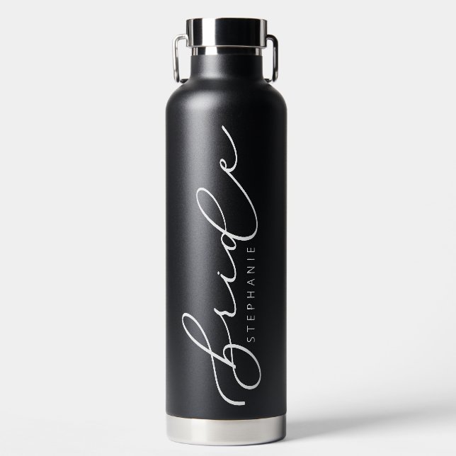 Personalized Bride Cute Script Bridal Party Water  Water Bottle (Front)