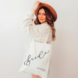 Personalized Bride Cute Script Tote Bag