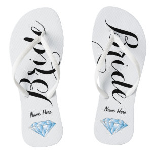 Personalized Bride Flip Flops with Diamond