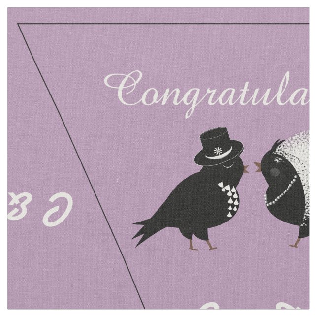 Personalized Bride Groom Birds DIY Wedding Bunting Fabric (Close Up)