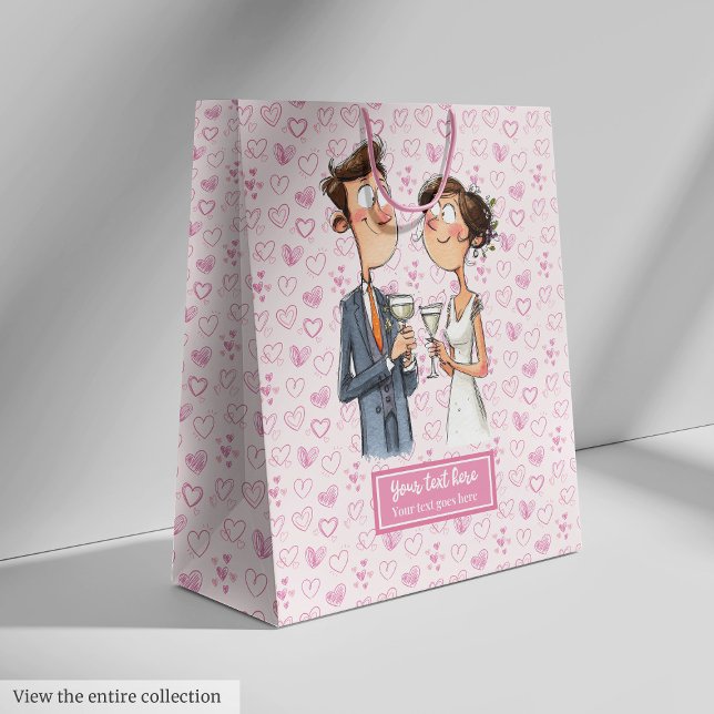 Personalized Bride Groom Gift Bag Funny Cartoon (Personalized Bride Groom Gift Bag Funny Cartoon)