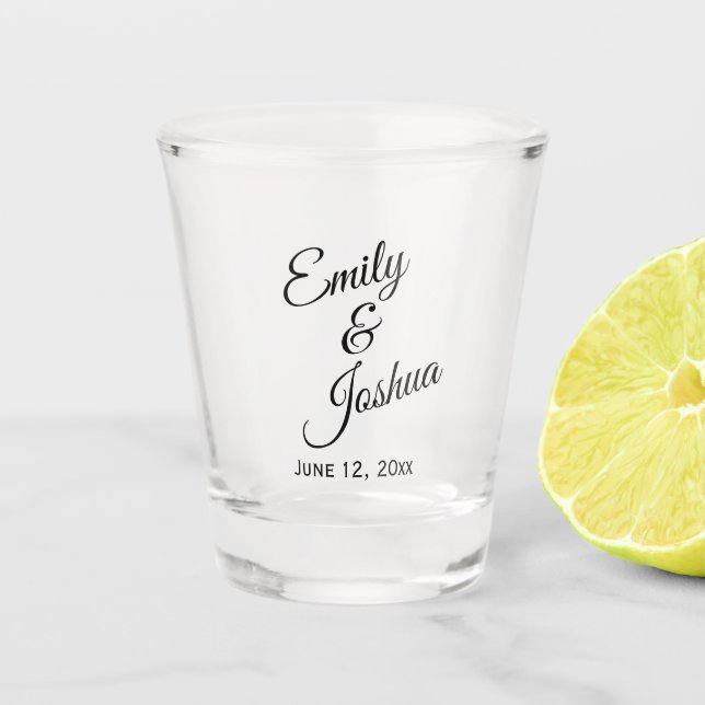 Personalized Bride Groom Names Wedding Party Favou Shot Glass (Front)
