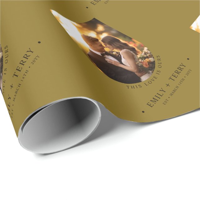 Personalized Bride & Groom Names Wedding Photo Wrapping Paper (Roll Corner)
