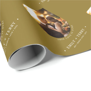 Personalized Bride & Groom Names Wedding Photo Wrapping Paper