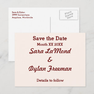 Personalized Bride & Groom Save the Date Postcard