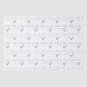 Personalized Bride & Groom Silver Hearts Wedding Tissue Paper