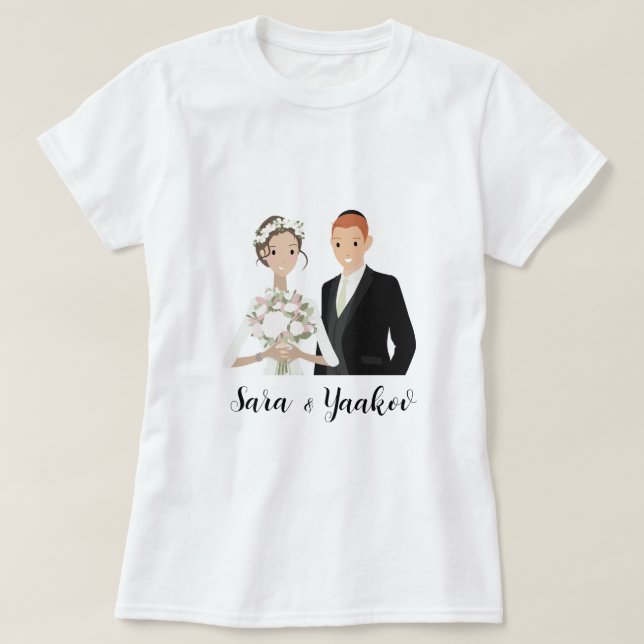 Personalized Bride & Groom T-Shirt For Her (Design Front)