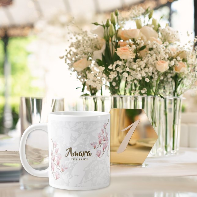 Personalized Bride Mug – Magnolia Floral Wedding (Creator Uploaded)