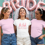 Personalized Bride| Pink Monogram Future Mrs T-Shirt<br><div class="desc">Get ready to celebrate in style with this custom bride t-shirt featuring a soft pink monogram background and elegant script font reading “The Bride” along with her future last name. It’s the perfect tee for bridal showers, bachelorette parties, engagement photo shoots, or getting ready on the big day! Comfortable, flattering,...</div>