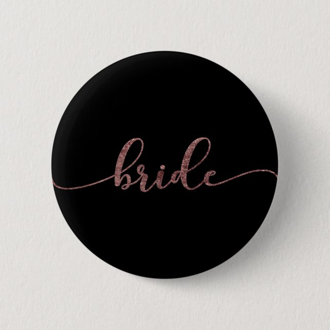 Personalized "Bride" Rose Gold Glitter 2 2 Inch Round Button (Front)
