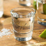 Personalized Bride Shot Glass<br><div class="desc">Welcome to our collection of personalized bride products on Zazzle! Here,  we specialize in creating unique and customizable items to celebrate the journey of becoming a bride. Whether you're planning your dream wedding or looking for the perfect bridal shower gifts,  we've got you covered.</div>
