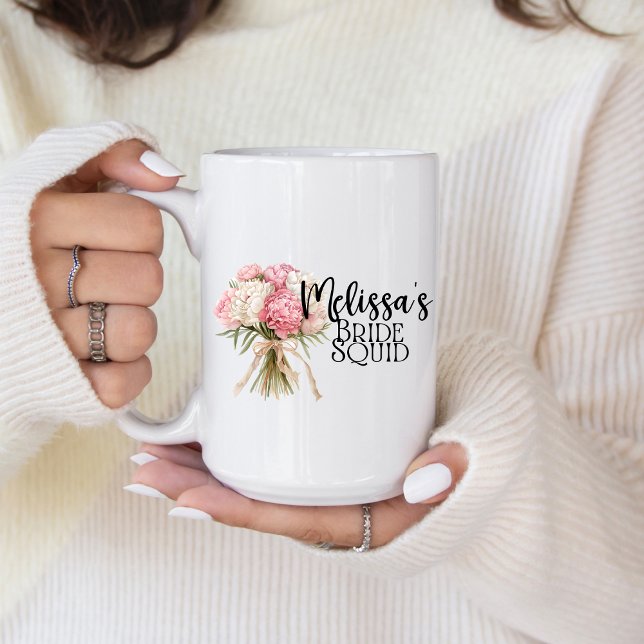 Personalized Bride Squad Coffee Mug (Personalize this cute bride squad coffee mug and send to your bridesmaids. )