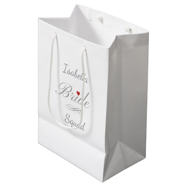 Personalized Bride Squad, Custom Name Hen Party Medium Gift Bag (Front Angled)