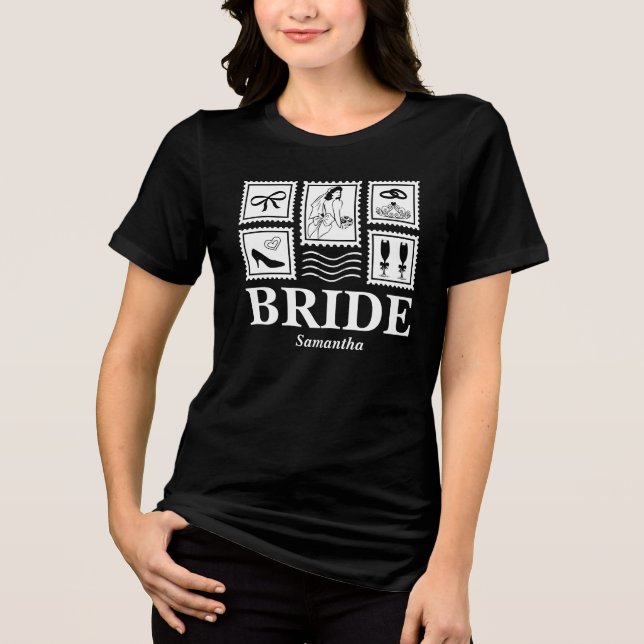 Personalized Bride Stamp Collage Tri-Blend Shirt (Front)