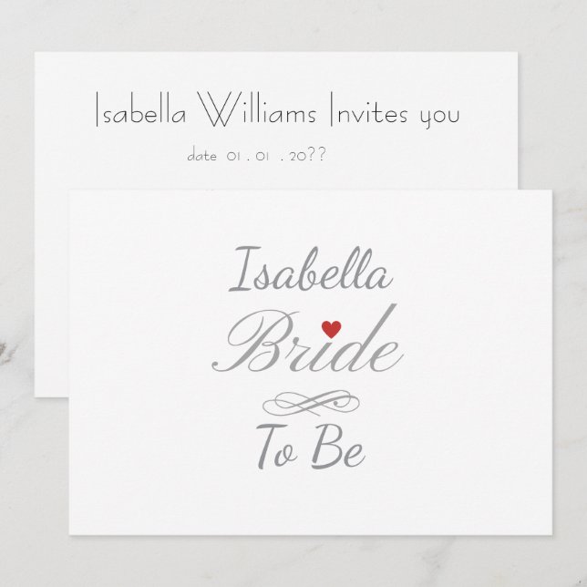 Personalized Bride To Be, Custom Name Hen Party Invitation (Front/Back)