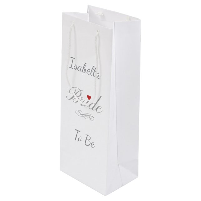 Personalized Bride To Be, Custom Name Hen Party Wine Gift Bag (Front Angled)