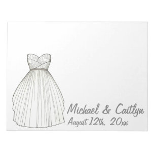 Personalized Bride Wedding Dress Gown Notepad