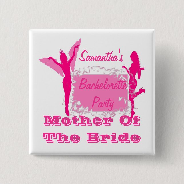 Personalized brides bachelorette party 2 inch square button (Front)