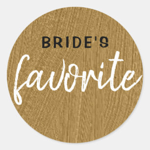 Personalized Bride's Favourite Black Metallic Gold Classic Round Sticker