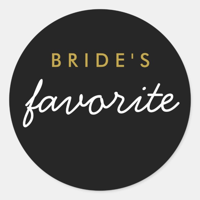 Personalized Bride's Favourite Sticker Black Gold (Front)