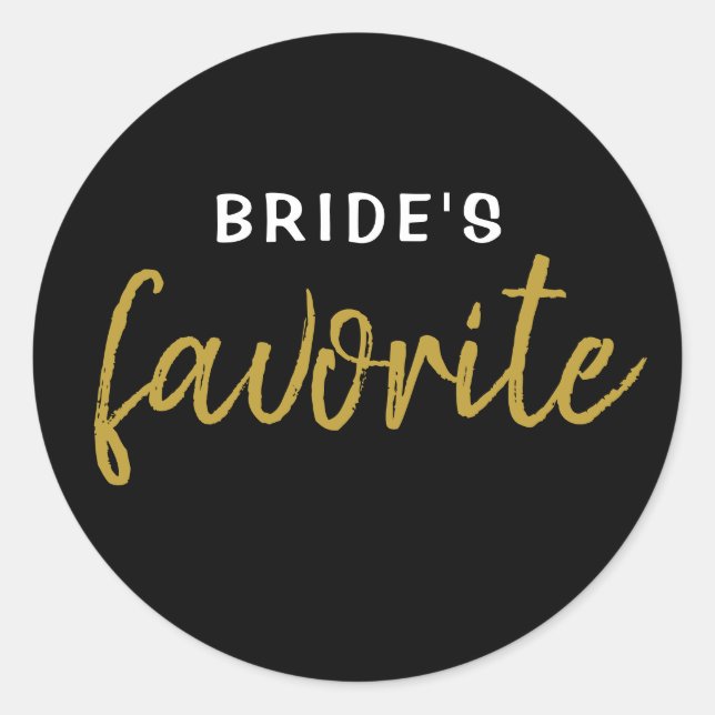 Personalized Bride's Favourite Sticker Black Gold (Front)