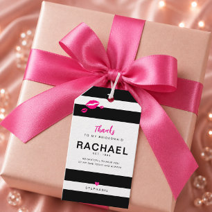 Personalized Bridesmaid Black White Stripe Bridal Gift Tags