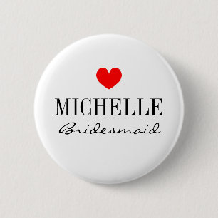 Personalized bridesmaid buttons for wedding party