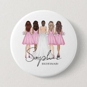 Personalized Bridesmaid Custom Name Gift 3 Inch Round Button