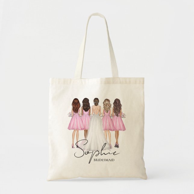 Personalized Bridesmaid Custom Name Gift Tote Bag (Front)