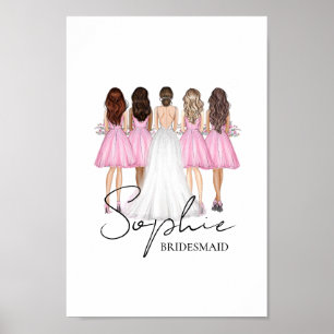 Personalized Bridesmaid Custom Name Wall Art Gift