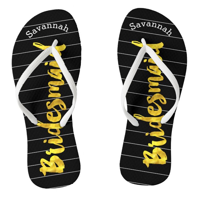 Personalized Bridesmaid Faux Gold or Any Colour Flip Flops (Footbed)